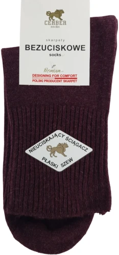 SKARPETY BEZUCISKOWE DAMSKIE [BORDO MELANŻ]