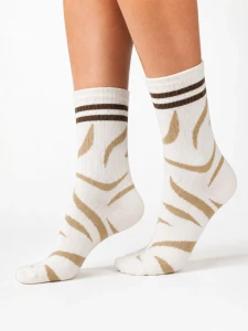 SKARPETY DAMSKIE WZORZYSTE 37/41 [ZEBRA W PRĄŻEK]