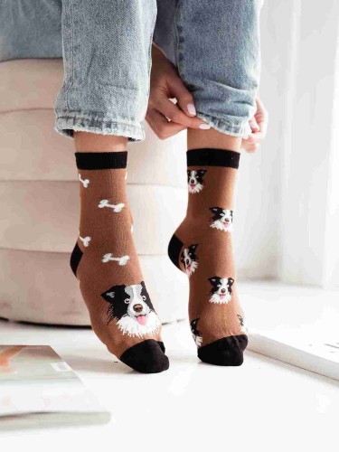SKARPETY DAMSKIE WZORZYSTE 37/41 [NIE DO PARY PIESKI BORDER COLLIE]