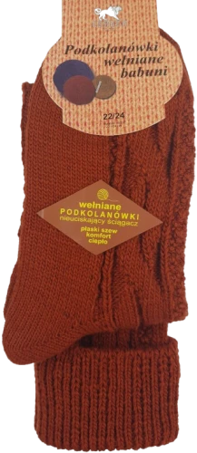 PODKOLANÓWKI BABUNI Z WEŁNĄ [RUDY]