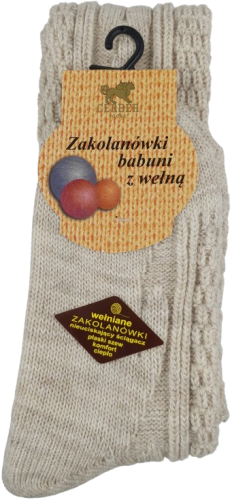 ZAKOLANÓWKI BABUNI Z WEŁNĄ [JASY BEŻ MELANŻ]