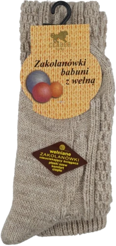 ZAKOLANÓWKI BABUNI Z WEŁNĄ [ŚREDNI BEŻ MELANŻ]