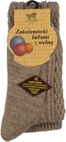 ZAKOLANÓWKI BABUNI Z WEŁNĄ [CIEMNY BEŻ MELANŻ]