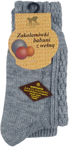 ZAKOLANÓWKI BABUNI Z WEŁNĄ [ŚREDNI SZARY MELANŻ]