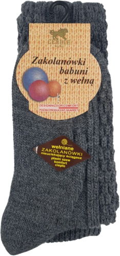 ZAKOLANÓWKI BABUNI Z WEŁNĄ [CIEMNY SZARY MELANŻ]