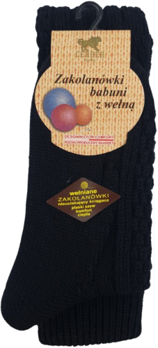 ZAKOLANÓWKI BABUNI Z WEŁNĄ [CZARNY]