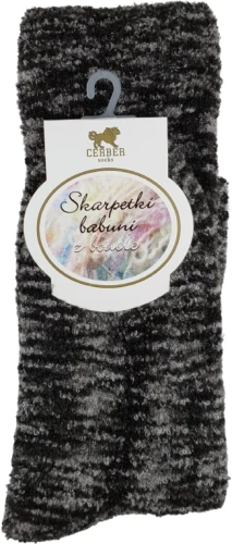 SKARPETY BABUNI Z BOUCLE [MELANŻ CZARNY-GRAFIT]