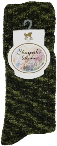SKARPETY BABUNI Z BOUCLE [MELANŻ ZIELONY]