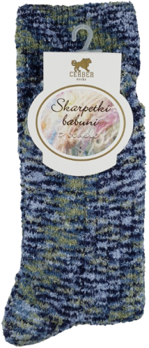SKARPETY BABUNI Z BOUCLE [MELANŻ GRANATOWO-ZIELONY]