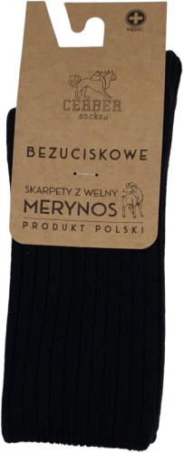 SKARPETY Z WEŁNY MERYNOS [CZARNY]
