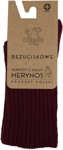 SKARPETY Z WEŁNY MERYNOS [BORDO]