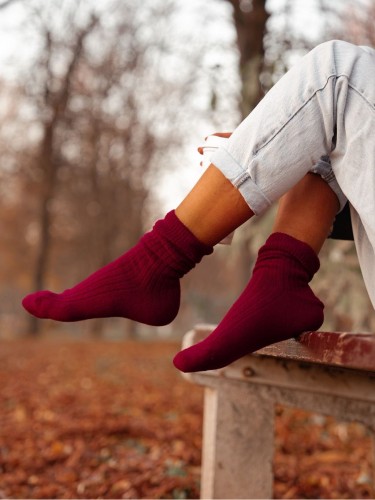 SKARPETY DAMSKIE Z WEŁNY MERINO 37/41 [BORDO]