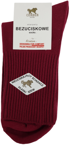 SKARPETY BEZUCISKOWE DAMSKIE [BORDO]